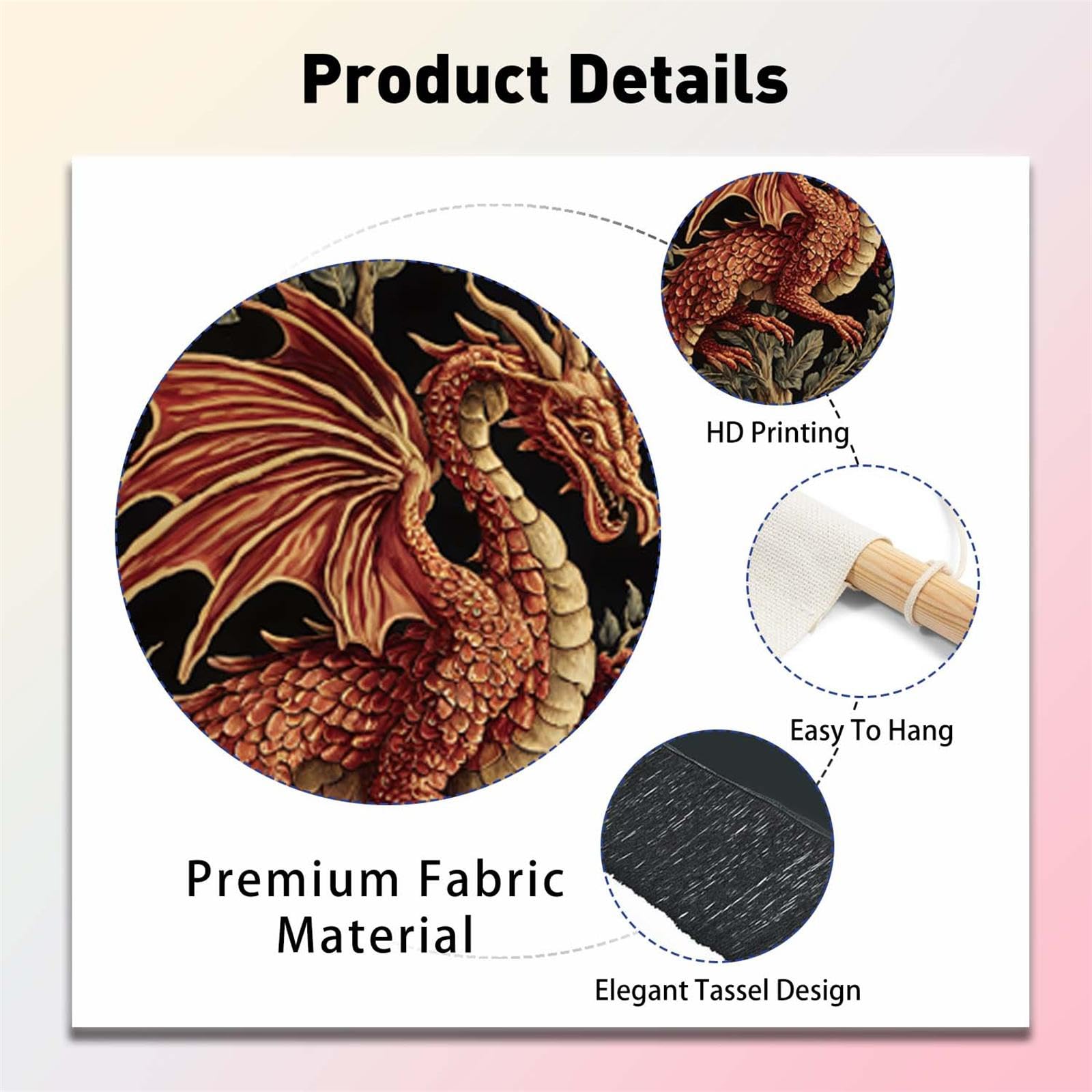 PLIGREAT 2er Pack Ästhetischer Drachen Wandteppich Mittelalterlicher Gewebter Wandbehang Mit Baummotiv Und Quasten Wandteppich Mit Mondblättern Für Schlafzimmer Wohnzimmer Heimdekor