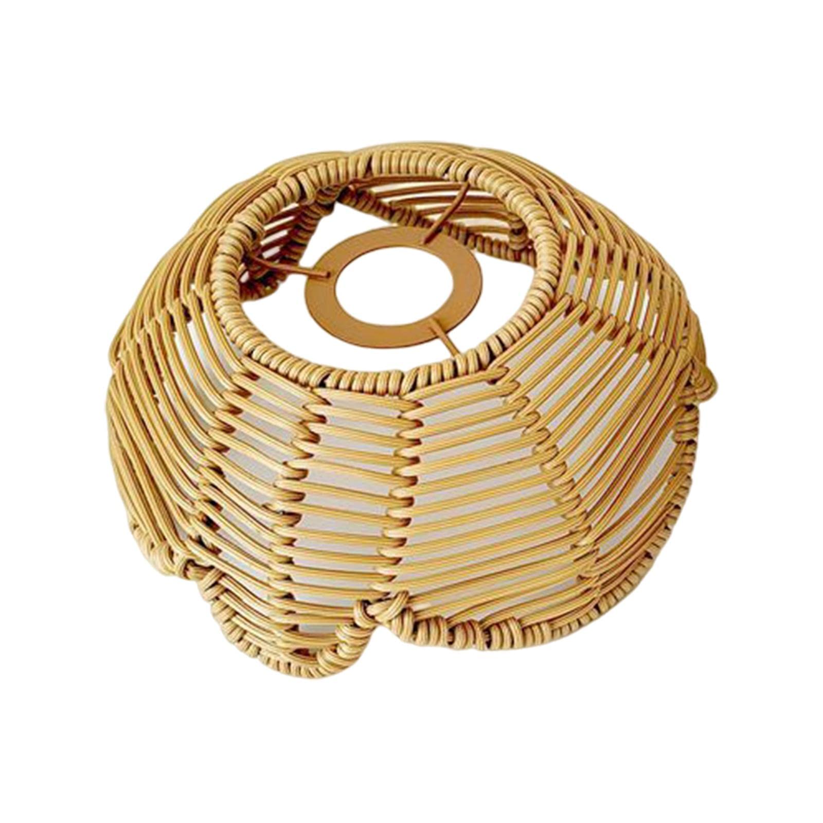 Baoblaze Rattan Lampshade Ceiling Light Shade Pendant Lamp Shadebell Shaped Wicker Lampshade Chandelier Pendant Lamp Shade Boho Ceiling Lampshade for Dining Room, Living Room, Type D