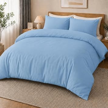 MOONLIGHT20015 Double Duvet Set Brushed Microfibre Light Blue Bedding Sets