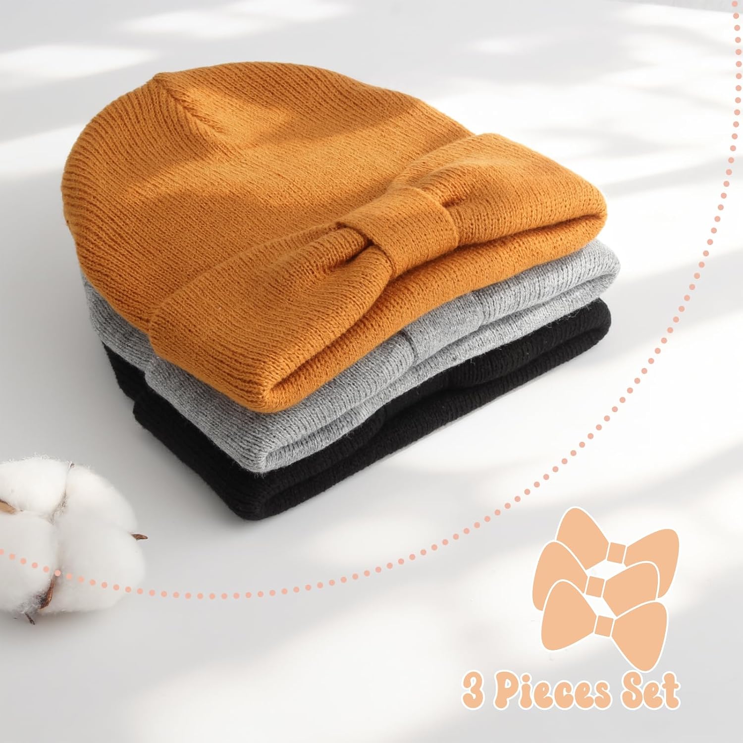 DRESHOW BQUBO Baby Beanie Winter Hat with Bear Ears Infant Toddler Knitted Warm Cap Beanies for Baby Boys Girls 0-24 Months - Image 4