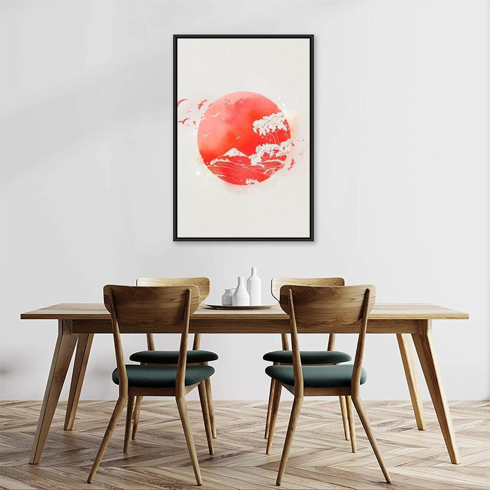 Amazon.co.jp: 絵画 赤い太陽 富士山 巨大な波インテリア 絵画
