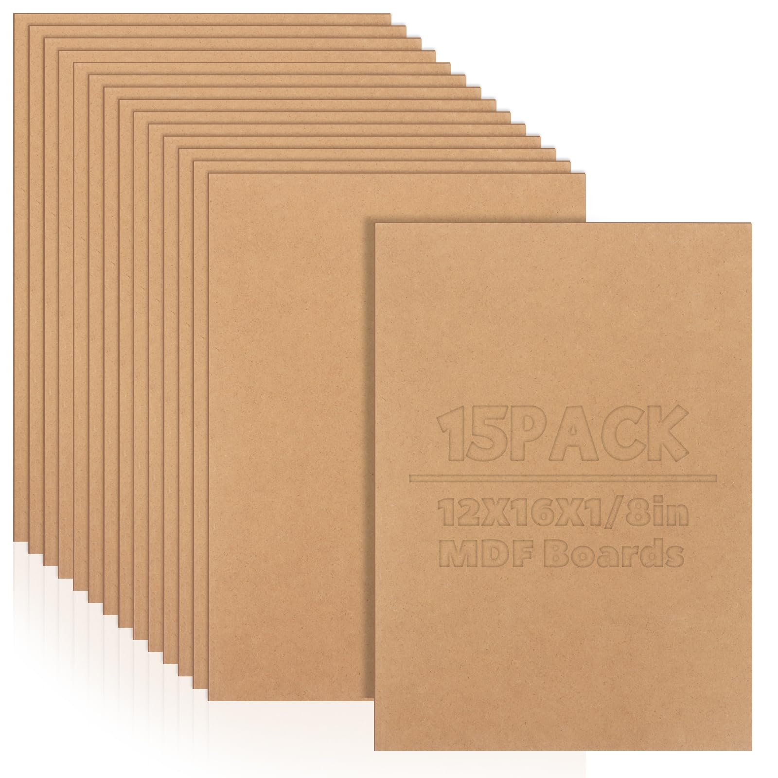 ACXFOND 15 Pack 12” x16” MDF Boards - 1/8” Thick Boards for Crafts, Medium Density Fiberboard Unfinished Wood Art Boards Blank Wooden Blocks Chipboard