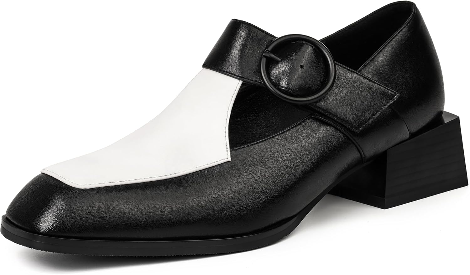 Womens Dress Shoes Chunky Heels Pumps Shoes Women Faux Leather Comfortable Black Dr...