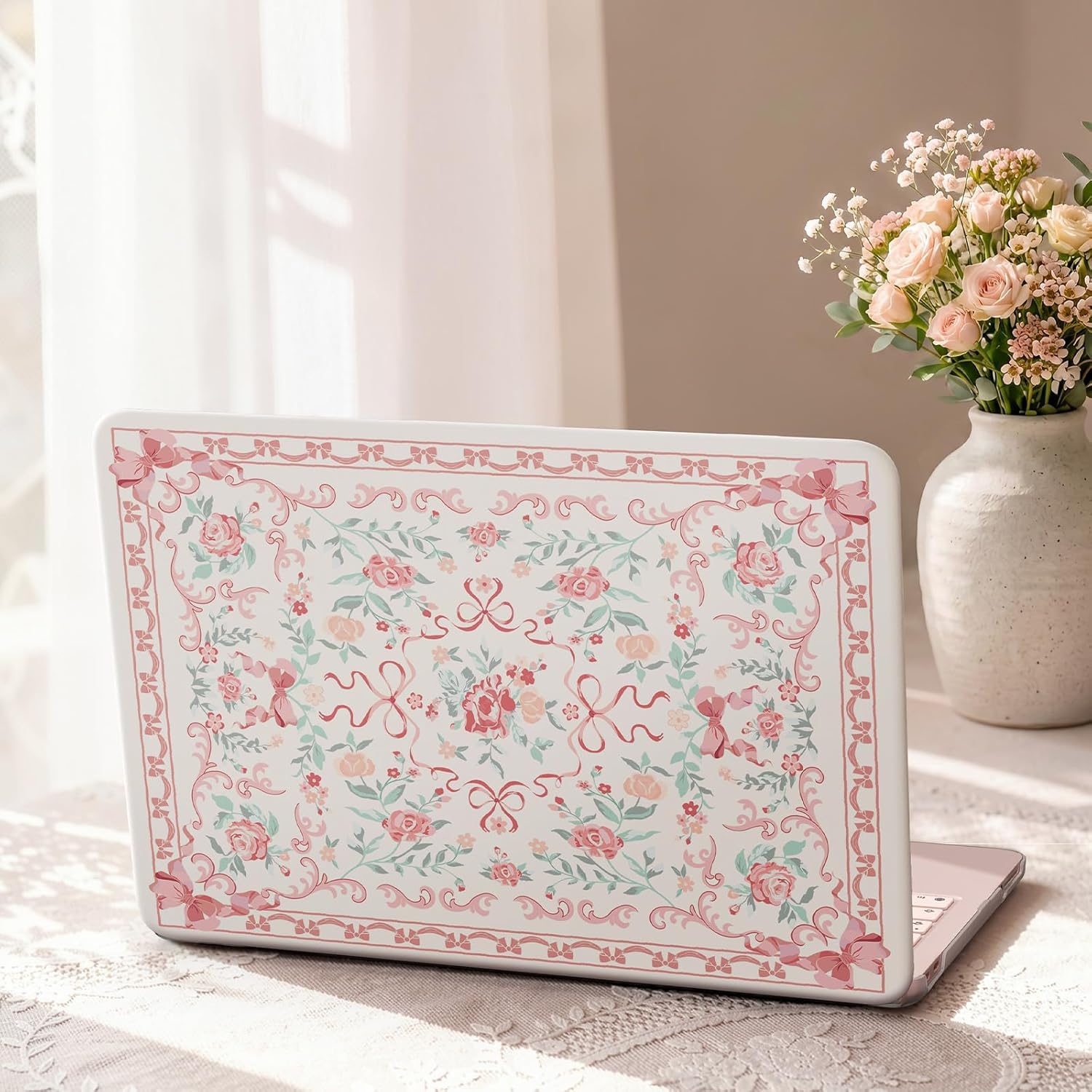 iCasso for MacBook Neo Case Cute 13 inch A3404 Retro Bow Floral