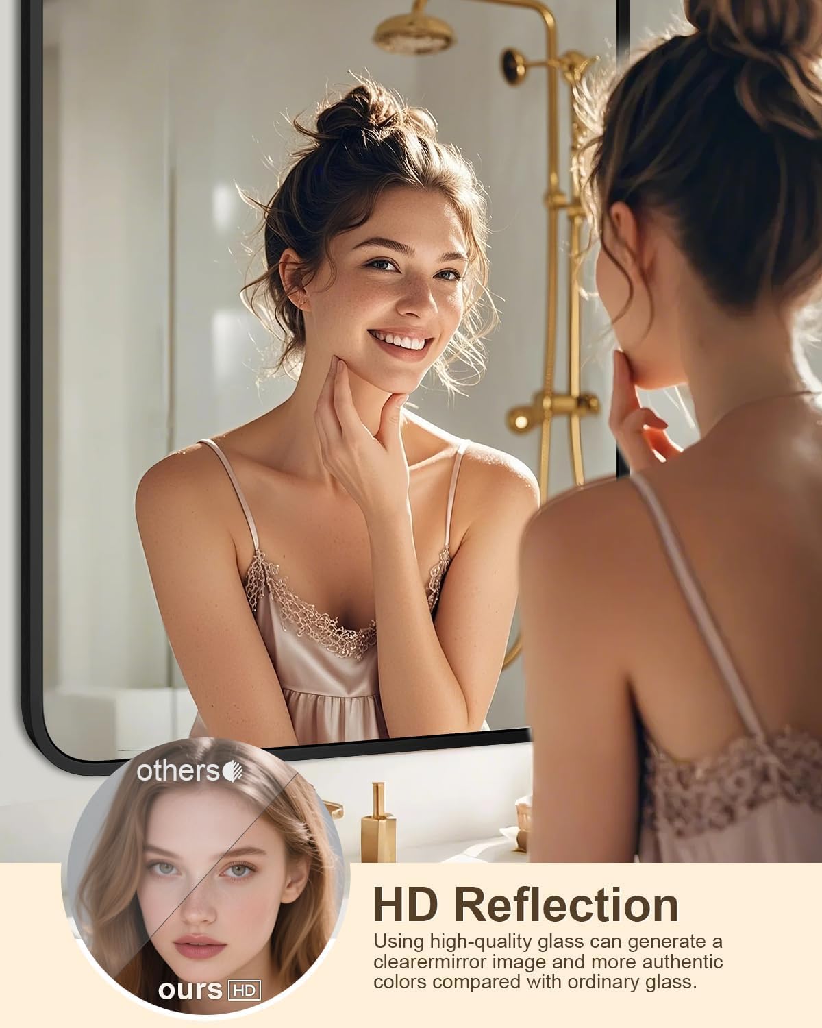 22" x 30" Bathroom Mirror Black Bathroom Mirrors for Over Sink Modern Bathroom Vanity Mirror for Bedroom Entryway or Living, Metal Framed HD Tempered Glass Room Horizontal or Vertical