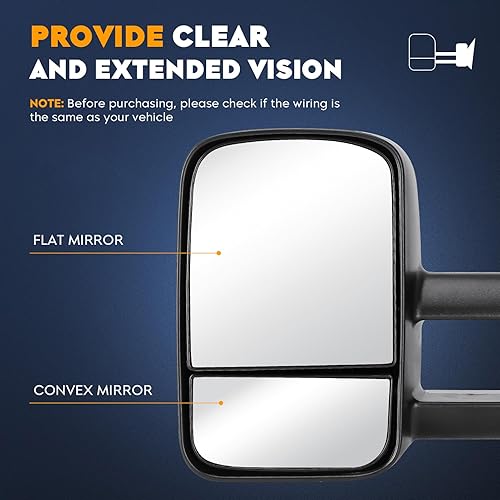 Miniatura 4 de Espejos de remolque para Chevy GMC 2007-2013 Avalanche Tahoe Sierra Silverado 1500 2500, 07-2014 Silverado 2500 HD Sierra 3500 Suburban 1500 Yukon