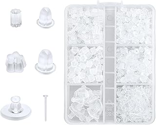 690pcs Earrings Backs for Studs, 5 Styles Silicone Earring Backs with Earring Pins Rubber Ear Studs Backing Clear Soft Earring Backs Replacements for Hook Earring Studs Hoops