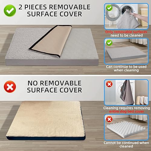 Miniatura 2 de ABE Cama ortopédica para perro, grande lavable con funda extraíble, tamaño mediano para jaula, fundas de repuesto