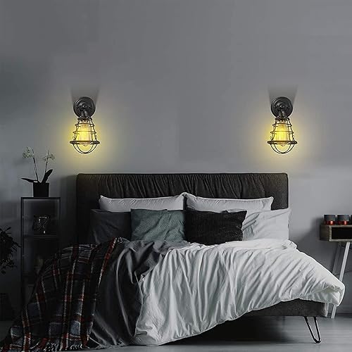 Miniatura 6 de Jaula de bombilla industrial, paquete de 4, jaula de luz de estilo vintage para lámpara de pared de luz colgante, protector de lámpara Edison, jaula