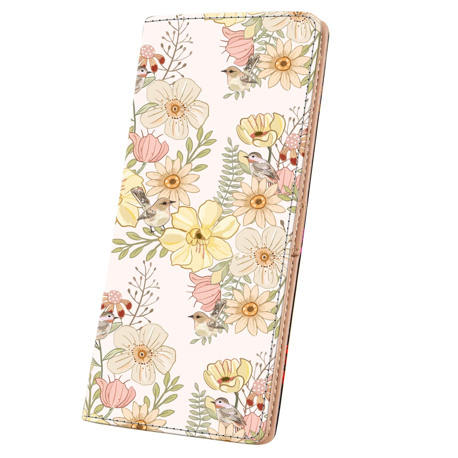 Wallets for Women RFID Wallet Cute Girls Ultra Slim Compact Clutch Long Credit Card Holder Floral Travel Wallet personalized Coin Pocket (Flowers and