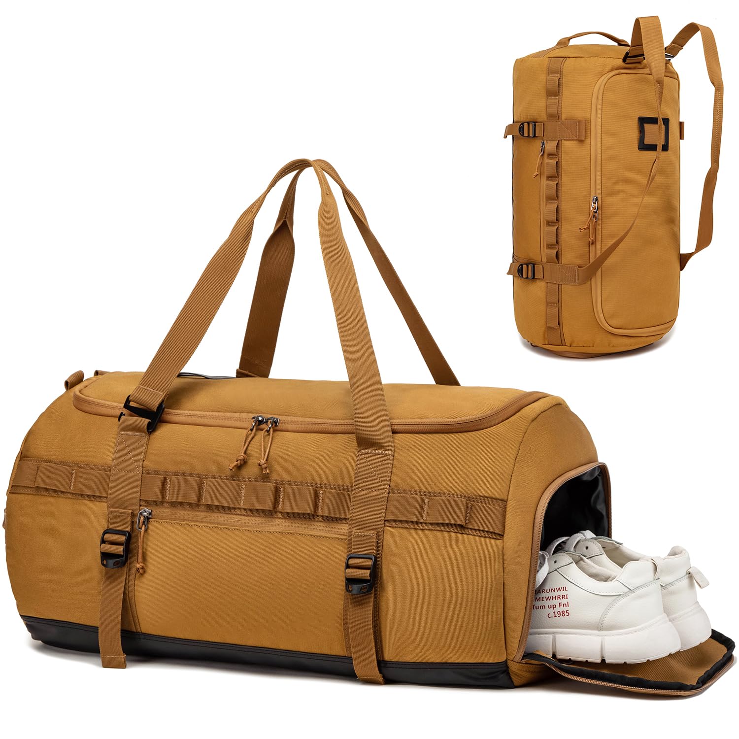 Lyweem Sports Gym Bag Mens, Large 60L Tactical Travel Duffle Bag with Shoes Compartment Women, Overnight Duffel Bag Backpack