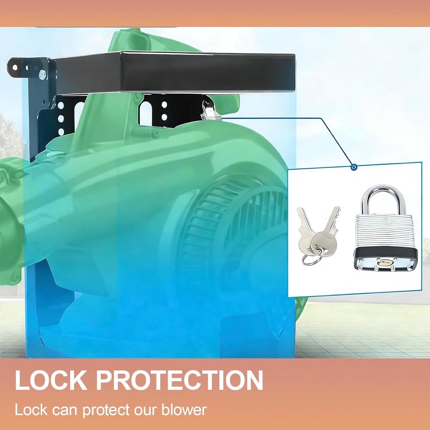 Adjustable Blower Rack Trailer Storage Holder with Lock - Compatible with Stihl and Echo and Husqvarna & All Backpack Leaf Blowers, Fits Open/Enclosed Landscape Trailers & Trucks, Black