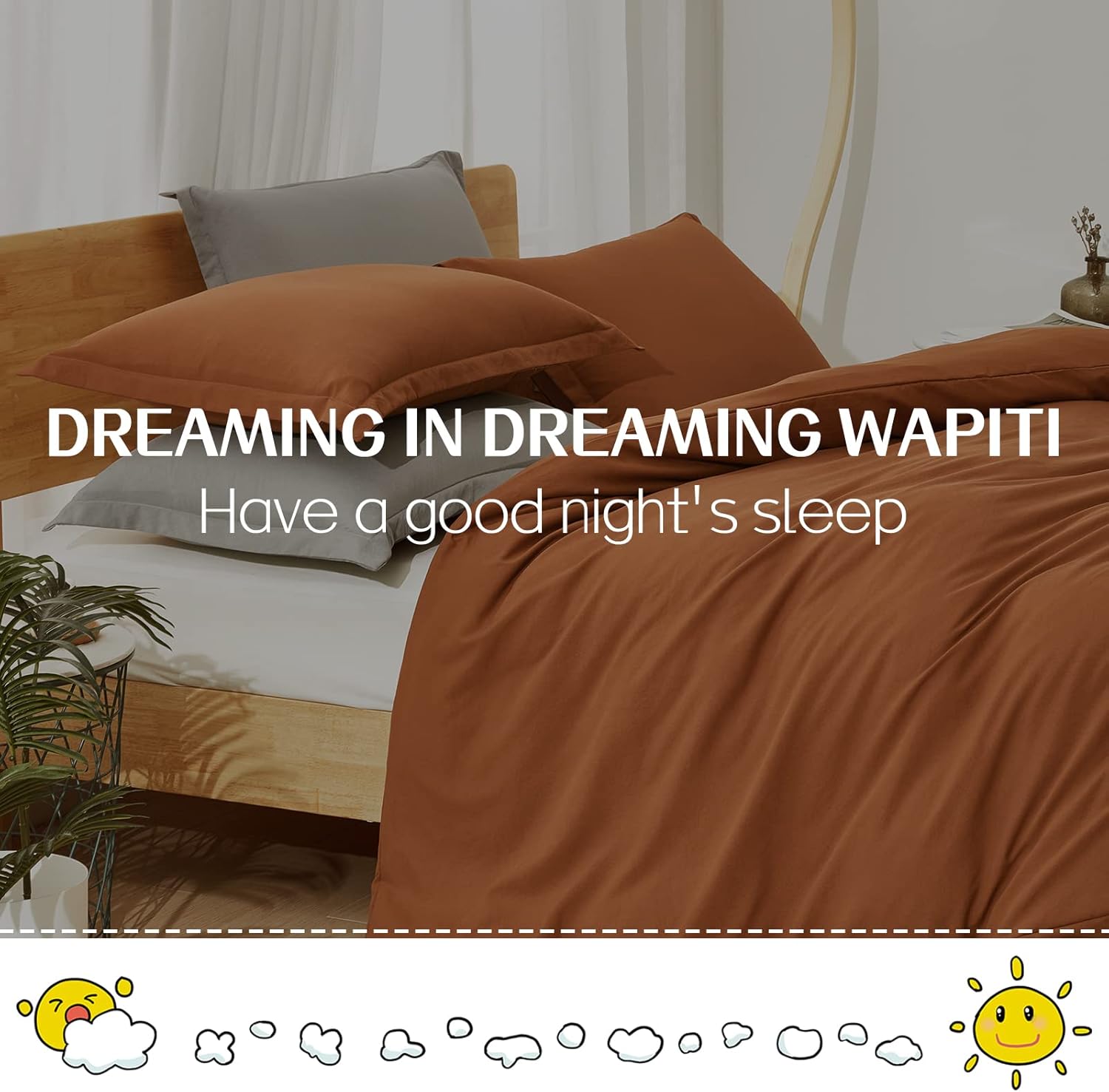 Dreaming Wapiti Duvet Cover Queen,Washed Microfiber Terracotta Queen Size Duvet Cover Set,Solid Color - Soft and Breathable with Zipper Closure & Corner Ties (Terracotta,Queen) - Image 6