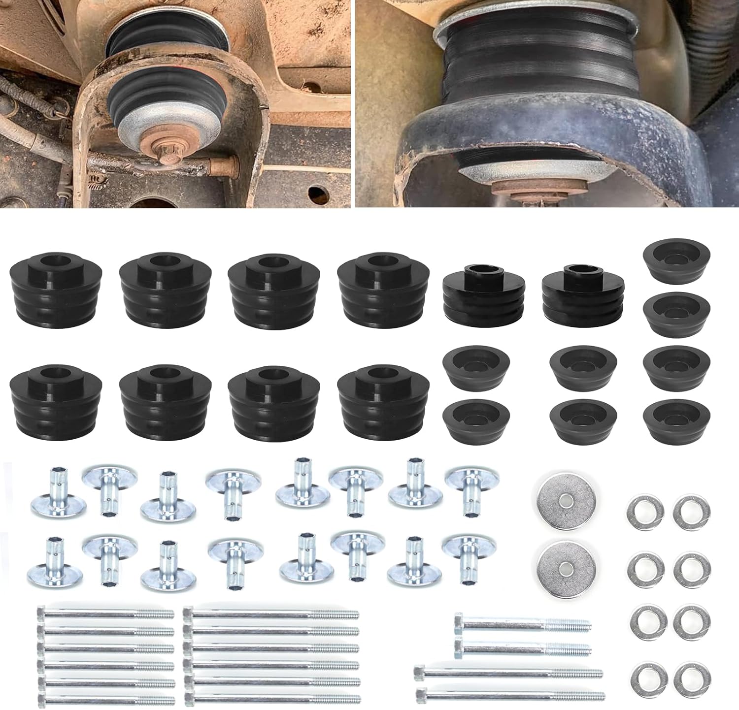 Polyurethane Cab Body Mount Steel Sleeves Hardware Body Mount Bushing Kit Compatible with Ford F250 F350 2008-2016 Super Duty 2WD 4WD, Black