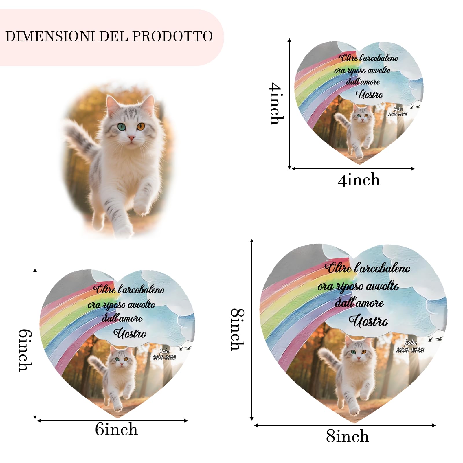 Targa Commemorativa per Gatti con Foto Pietra Tombale Personalizzata Regalo Condoglianze Perdita Animale Decorazione Giardino Style F