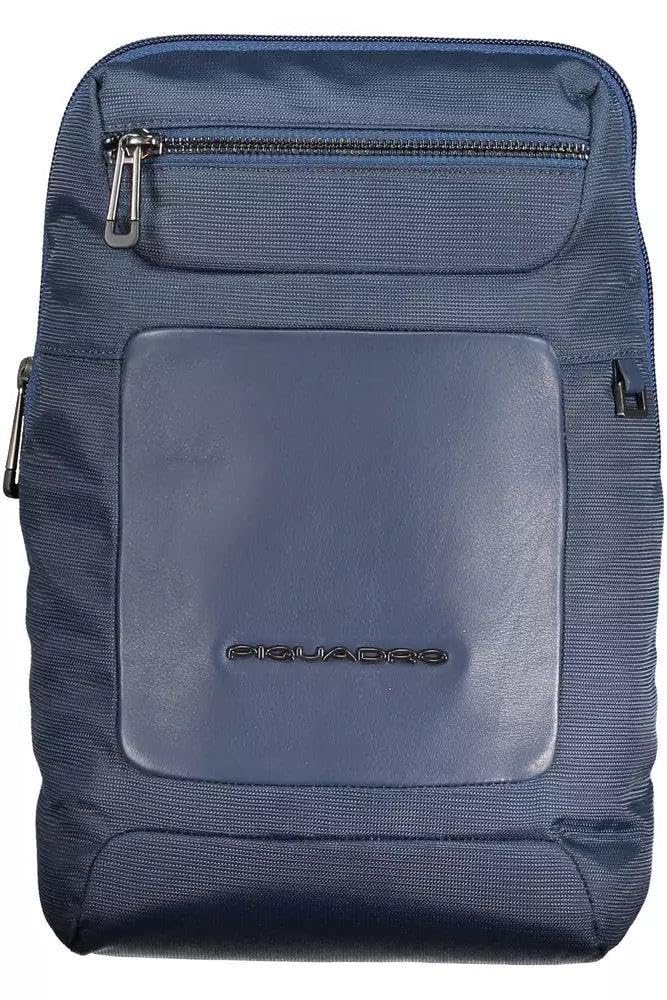 PIQUADRO Men's One-Shoulder Leather and Fabric Shoulder Bag, blue, S, Business