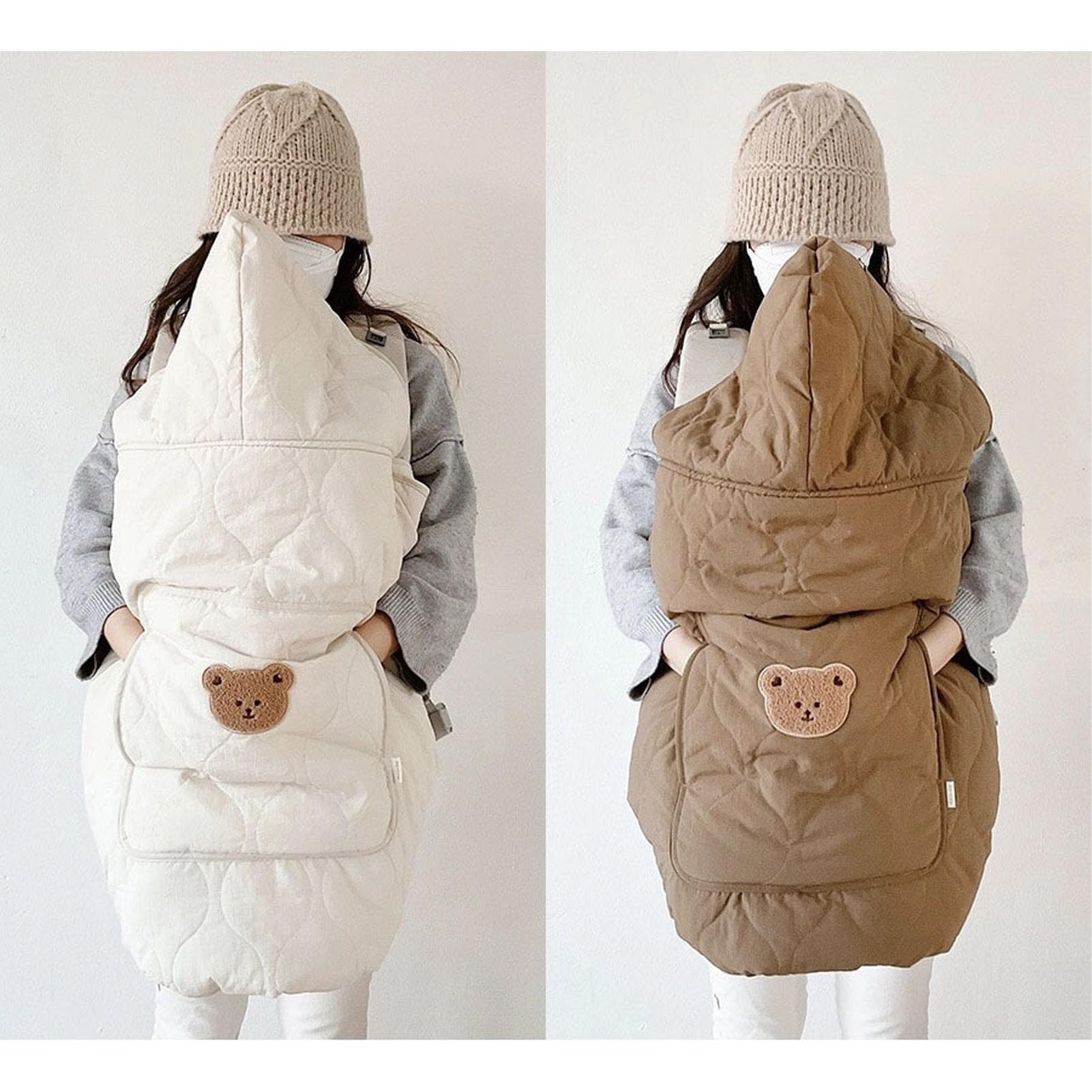 Copertura per Neonato, Copri Passeggino Morbido e Sicuro Leggero per Mamma Bambino Tutte le Stagioni, Copertura Invernale per Seggiolino Auto (Beige)