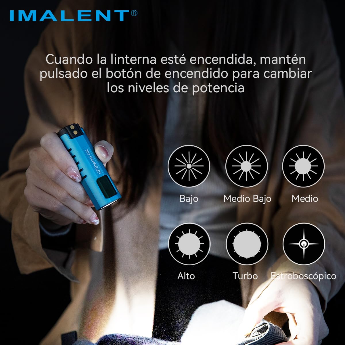 IMALENT LD70 Linterna LED Recargable, 4000 Lúmenes Super Brillante Mini Linterna Táctica de Aluminio, 5 Modos, IPX8 Impermeable, USB para Camping, Emergencia, Senderismo, Bicicleta, EDC (Azul)
