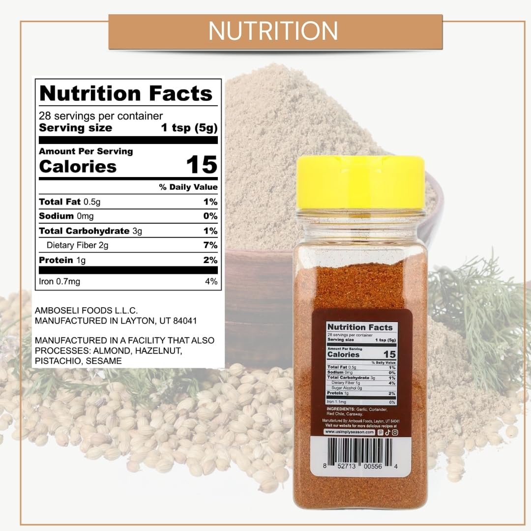 USimplySeason Tabil Spice (4.8 oz) - Tunisian-Inspired Blend for Robust Flavors, Ideal for Meat, Fish, and Vegetables - No Salt, Vegan, Non-GMO, Made in USA