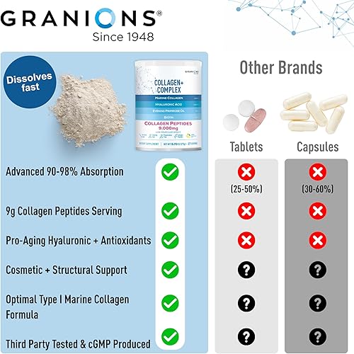 Miniatura 7 de Suplemento de colágeno marino en polvo, péptidos de colágeno marino hidrolizados tipo I, biotina, ácido hialurónico, vitamina C, complejo de