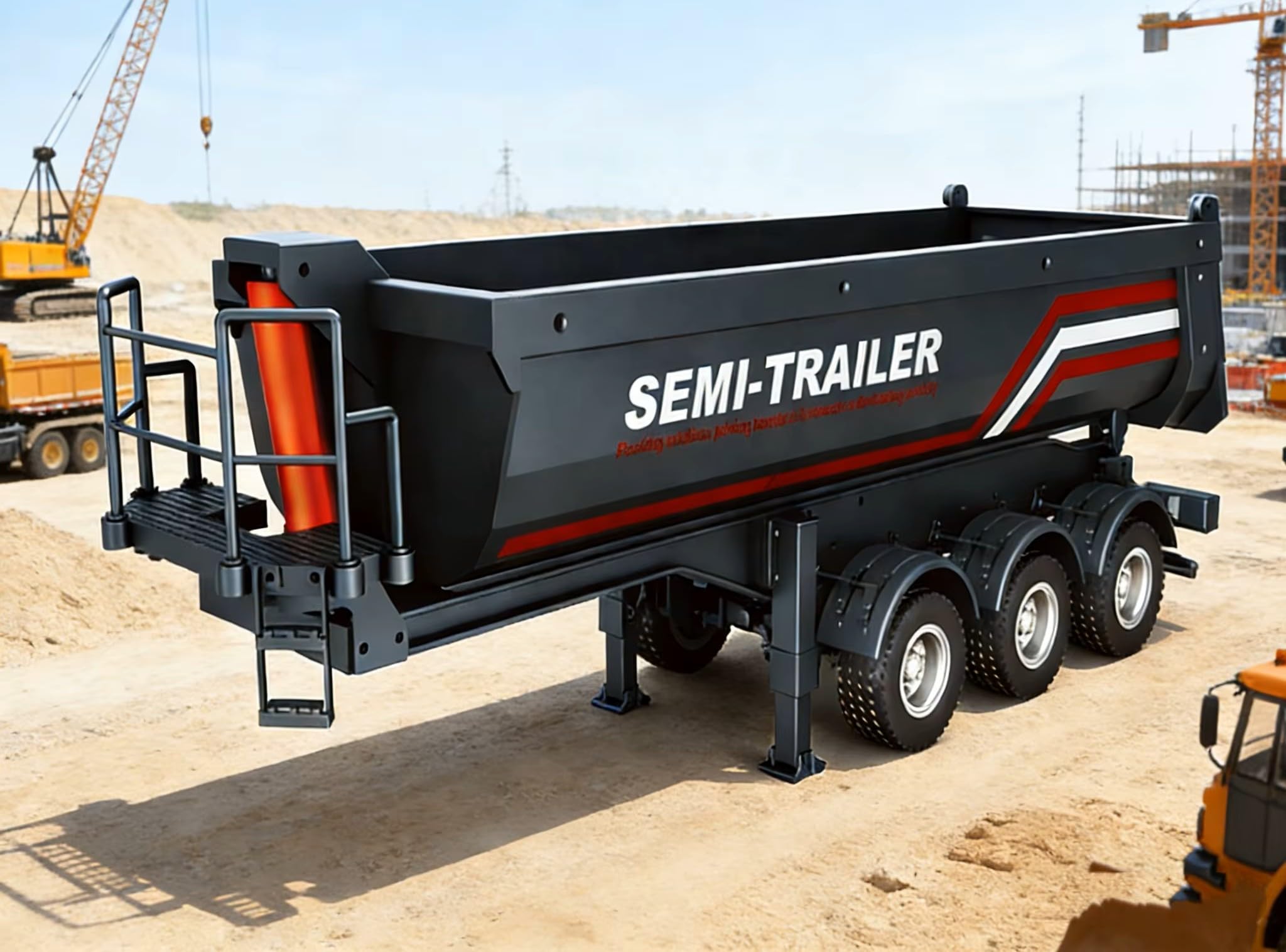 HUINA 1509 Semirimorchio Ribaltabile RC 1:18 con Cassone Elettrico Compatibile Huina 1501 Scania, Trailer Radiocomandato in ABS con Batteria Li-Po 7.4V