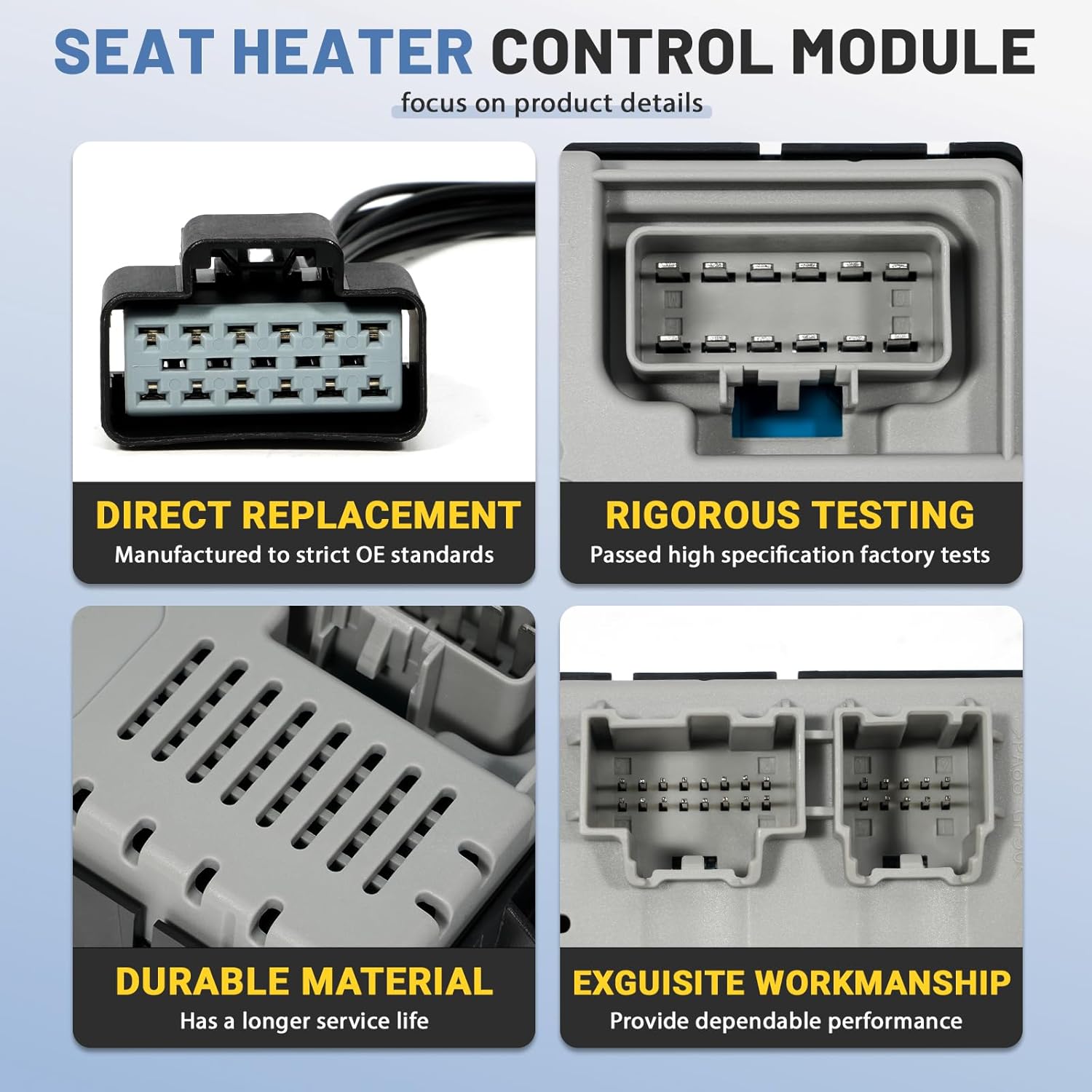 BU5Z14C724A Seat Heater Cool Control Module w/Pigtail Kit, Fit for 2011-2018 Ford F150 F250 F350 F450 F550 Edge Explorer Flex Fusion Taurus, 2013-2018 Lincoln MKS MKZ MKT - Replace GU5Z14C724A