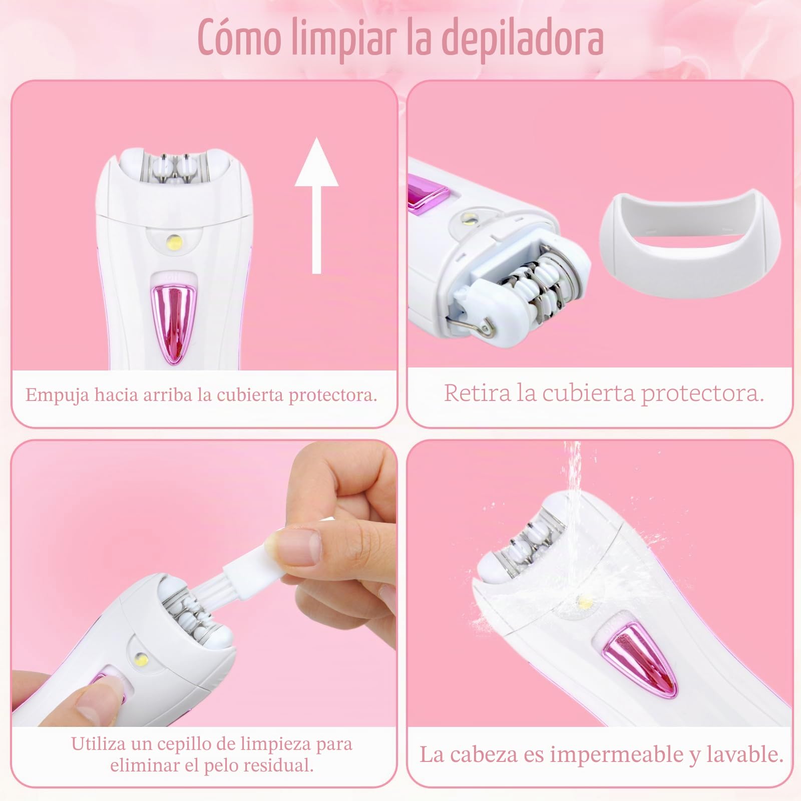 Depiladora, Depiladora Facial Para Mujer Depiladora Para Mujer Cara Depiladora Inalámbrica Para Vello Facial Con Luz LED Portátil Recargable Depiladora De Vello Facial Para Cara Bikini (USB charging)