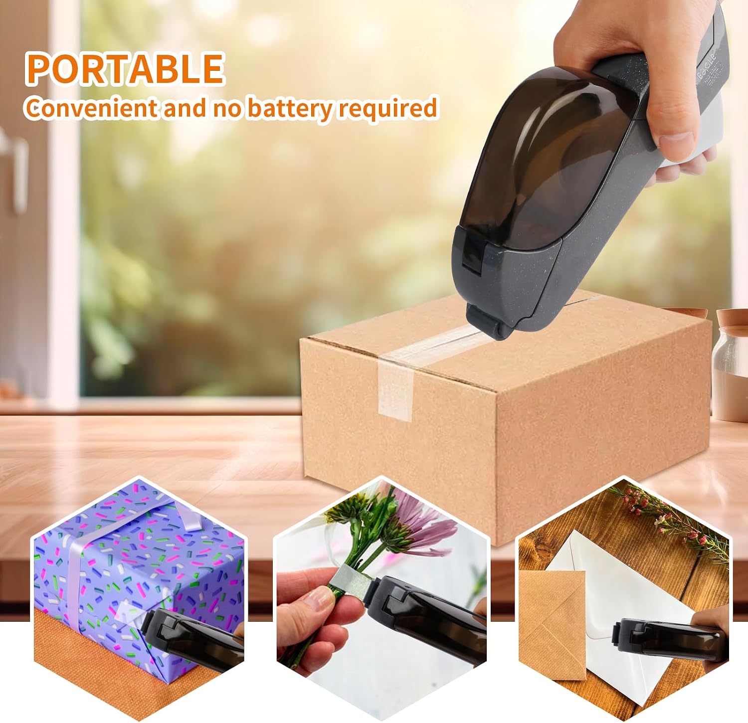 Eagle Automatic Tape Dispenser, Handheld & Portable Design, Office Tape Gun, One-Handed Operation with Safety Blade for Office, Home, DIY or Packaging (Includes 2 Free Tapes) (Gray) image 3