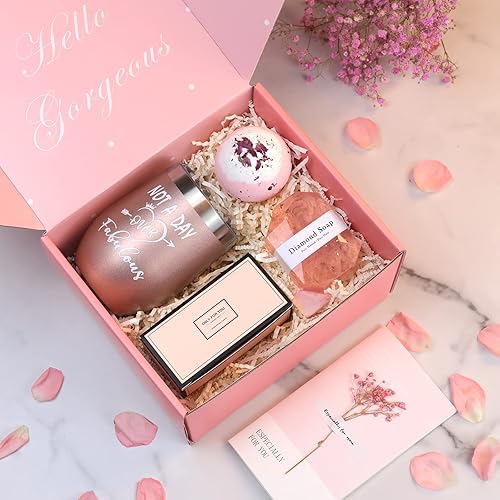 Miniatura 2 de Regalos de cumpleaños para mujeres, caja de regalo relajante de spa, cesta para su madre, hermana, mejor amiga, juego de baño único de feliz
