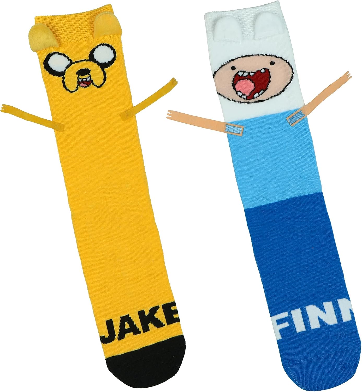 Adventure Time Socks Men's Finn And Jake 3D Features Mid-Calf Crew Socks 1 Pair Fits Shoe Size 8-12