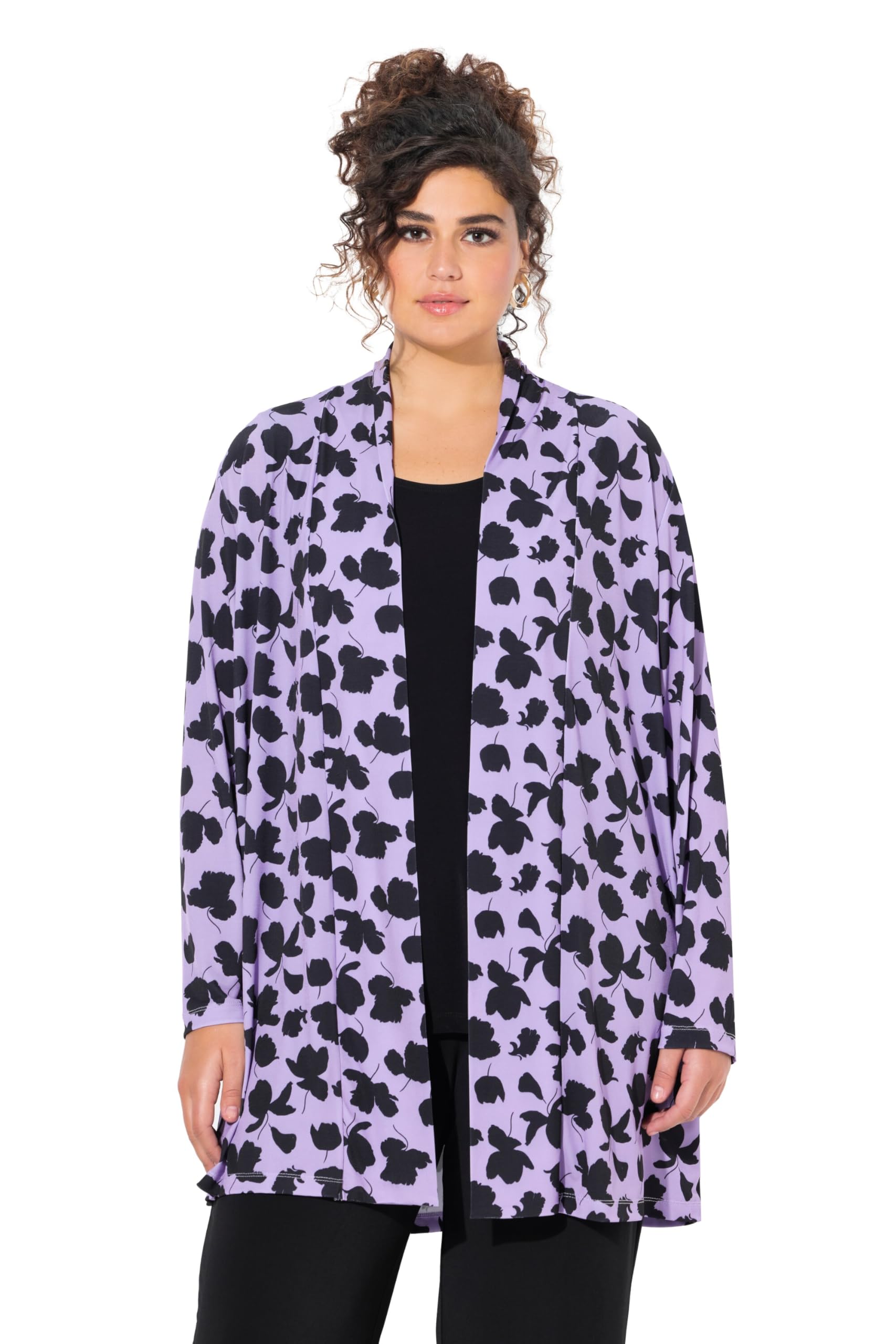 Ulla Popken Damen große Größen Übergrößen Plus Size Jerseyjacke, Schalkragen, offene Jacke, Langarm 838103
