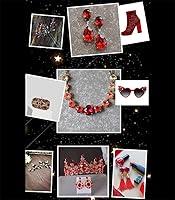 Vista 6 de Diamantes de imitación para coser, Choupee 130 piezas de piedras rojas para coser con base metálica y engaste de garra, formas mixtas, gemas