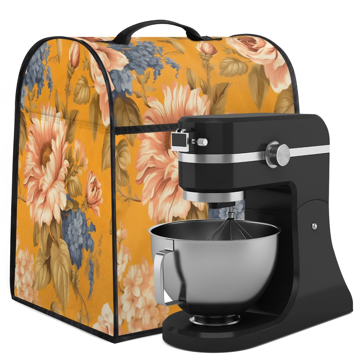Coffee Maker Cover Orange Sunflower Floral Kitchen Appliance Covers Small Appliance Covers Blender Cover Juicer Cover Dust Covers for Kitchen Appliances with Top Handle and Pockets,Washable,C672
