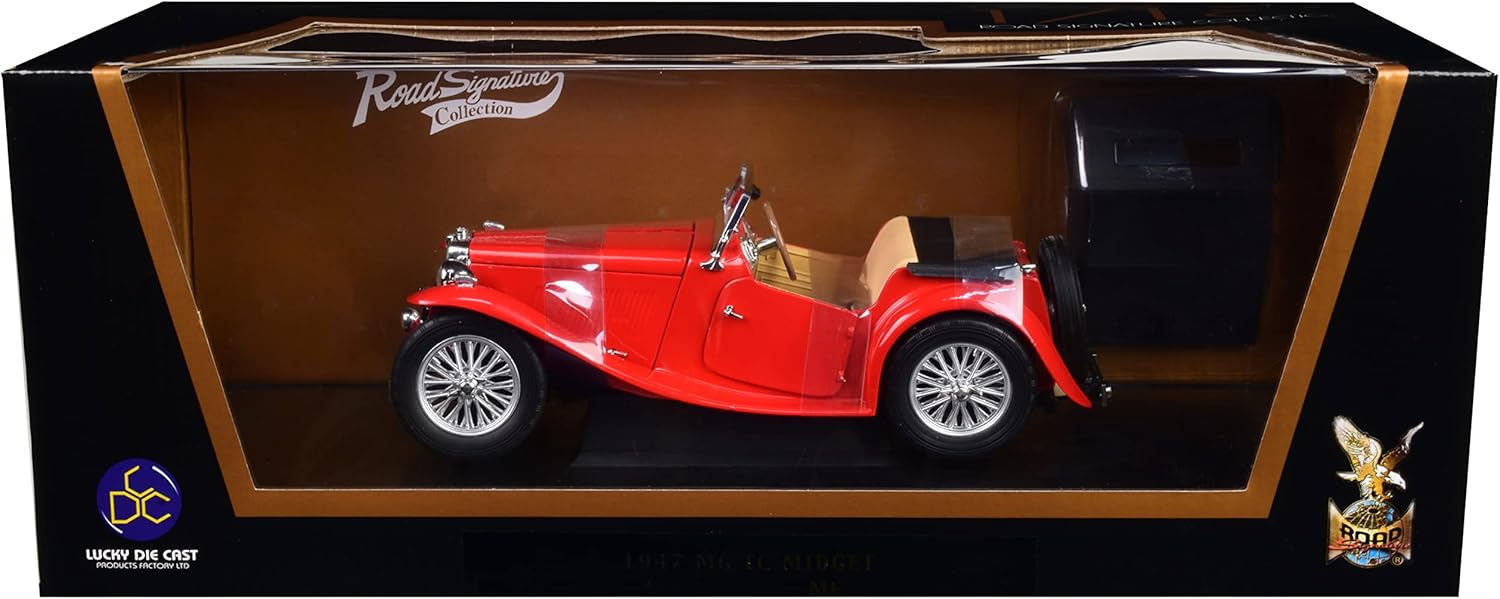 1947 MG TC Midget Red 1/18 Diecast Model Car by Road Signature 92468