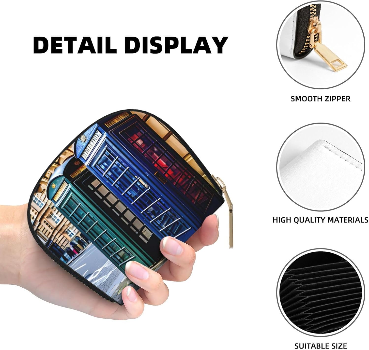 british phone booth print Wallet Credit Cards Holder Business Card Case for Men Women Compact Size for Adults