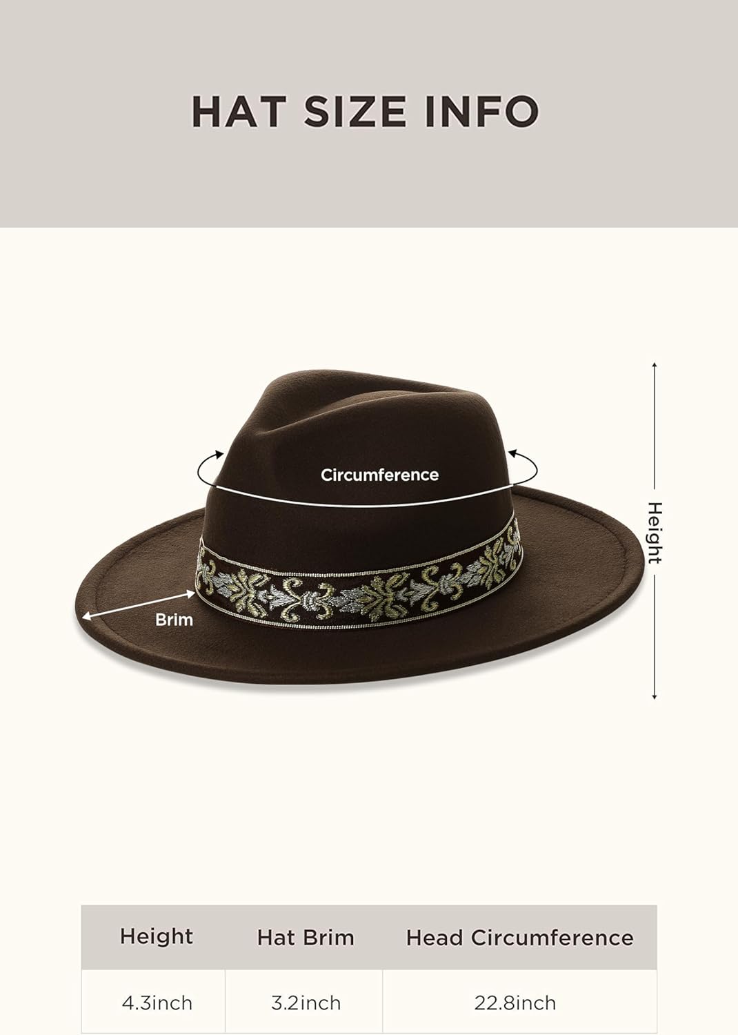 Wide Brim Boho Western Hat for Men - Felt Fedora Hat with Flat Brim with Belt, Western Cowboy Style Panama with Band - Image 5