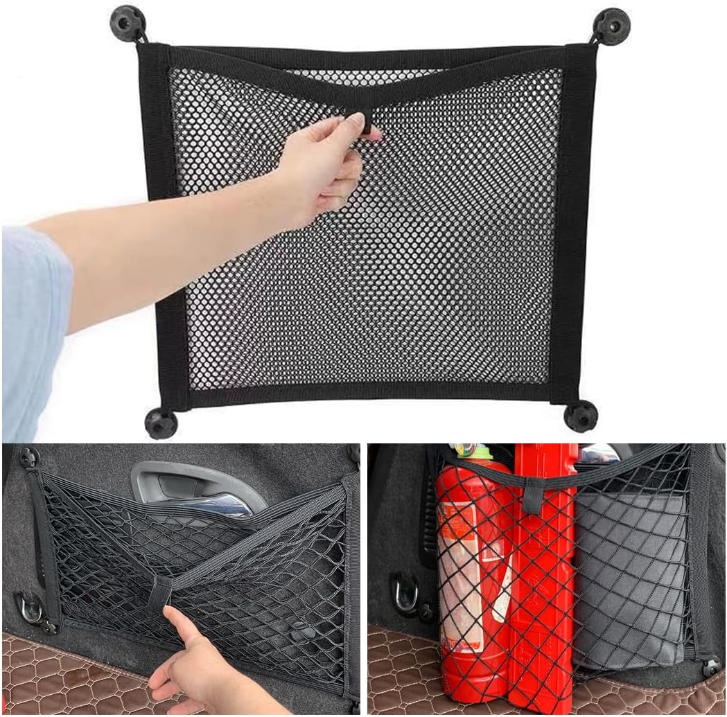 CGEAMDY Car Boot Net Bag, Elastic Boot Storage Net, Multifunctional Compact Storage Net 45 X 25 CM, Universal Mesh Pocket Mesh Boot Pocket Add Storage to Organisers for Car, Truck, Caravan, Boat