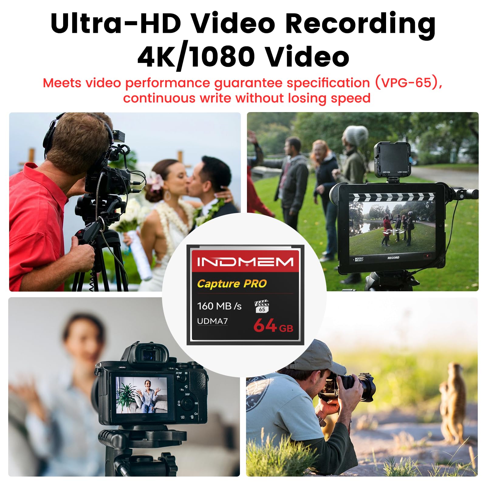 Scheda di memoria CF da 64 GB, ad alta velocità, progettata per fotografi e videografi, supporta riprese continue ad alta velocità o registrazione video 4K