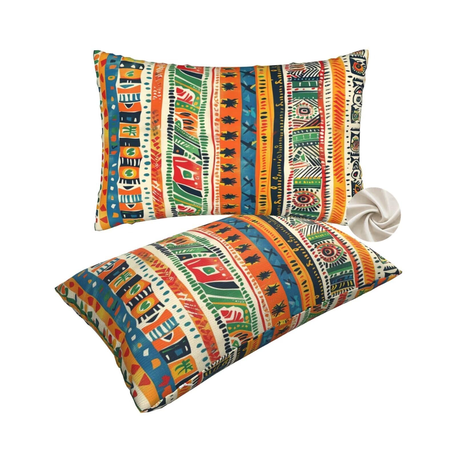 Housses de coussin 50x80 cm lot de 2 style Égypte vintage en tissu doux