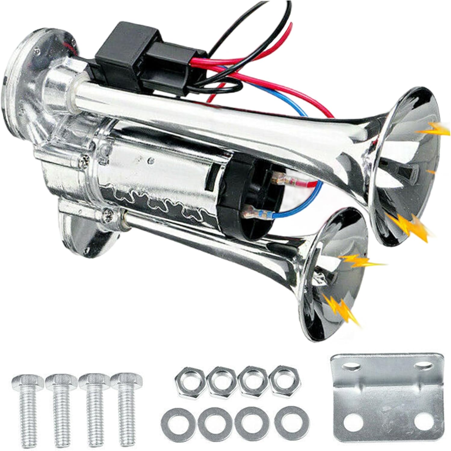 Air Horn for Truck, 12V 600DB Super Loud Dual Truck Horn, Waterproof Train Kit with Air Compressor, Easy to Install Train for Pickup Trucks Cars Boats