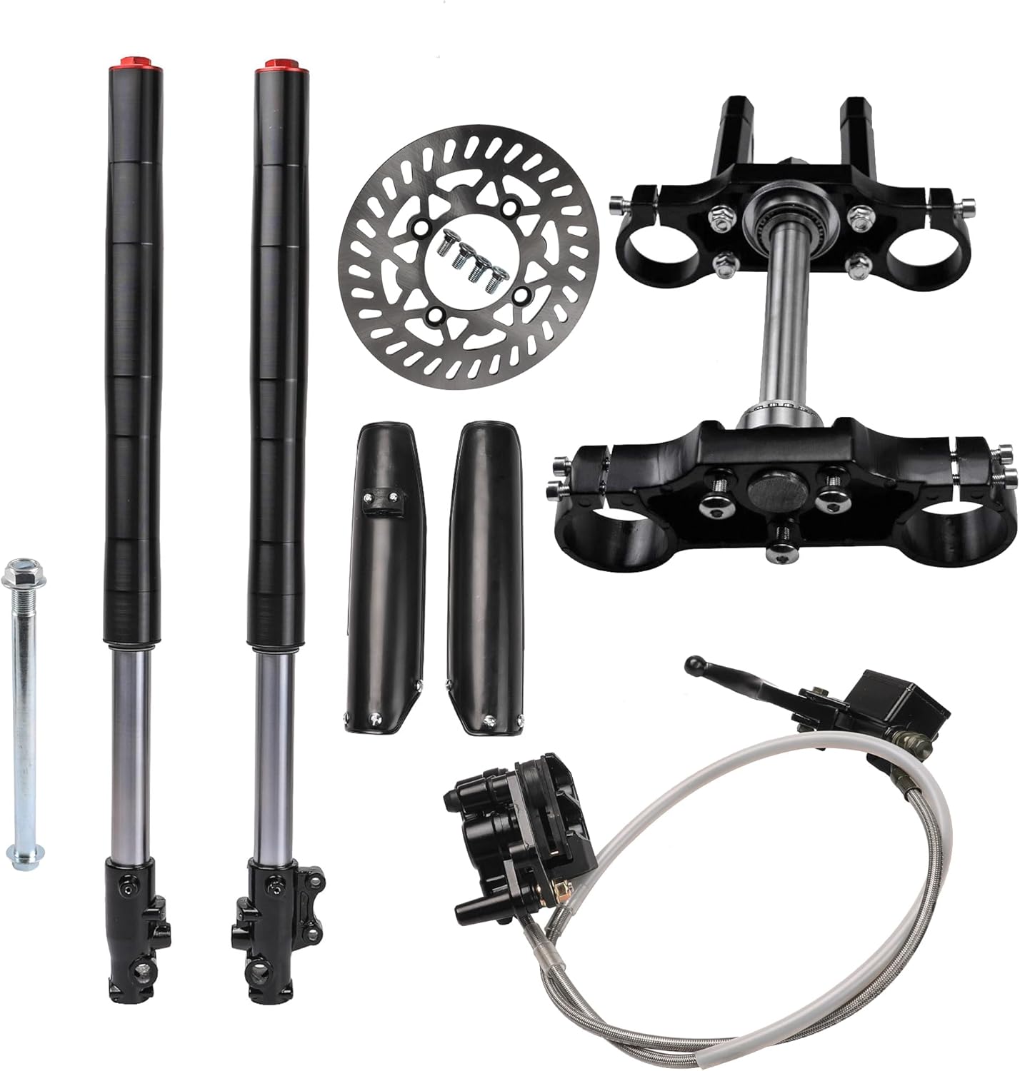 700mm Front Forks Suspension Shock Absorber Triple Tree Clamps 15mm Axle with Disc Brake Rotor Assembly for Pit Dirt Bike Coolster Apollo 110cc 125cc 150cc