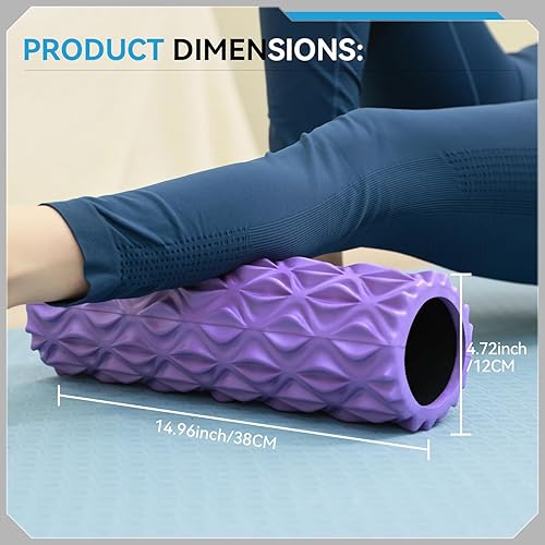 Miniatura 2 de Rodillo de espuma, masajeador de tejido profundo de 15 pulgadas para masaje muscular, liberación de puntos gatillo miofascial, ejercicio, yoga,
