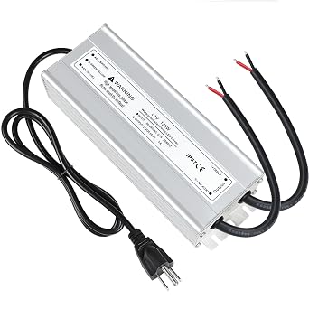 LightingWill LED Driver 120 Watts Waterproof IP67 Power Supply Transformer, 90-265V AC to 24V DC Low Voltage Output, Adapter with 3-Prong Plug 3.3 Feet Cable for Outdoor Use, Computer Project