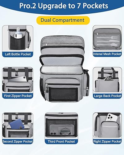 Miniatura 3 de Lunch Box Cooler Bag - Versatile Insulated Lunchbox for Men Women - Large Lunch Pail for Adults Work Shifts Outdoor Trips Grey 15L