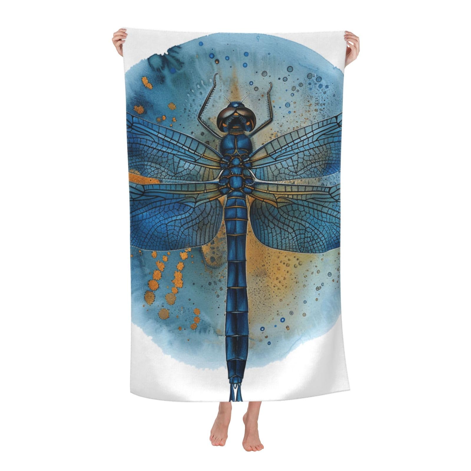 BWWHCCTI Dragonfly Print Printed Quick Dry Bath Towel, Soft Microfiber Towels Fast Drying Beach Towels for Travel,Camping,Gym,Swimming,Yoga