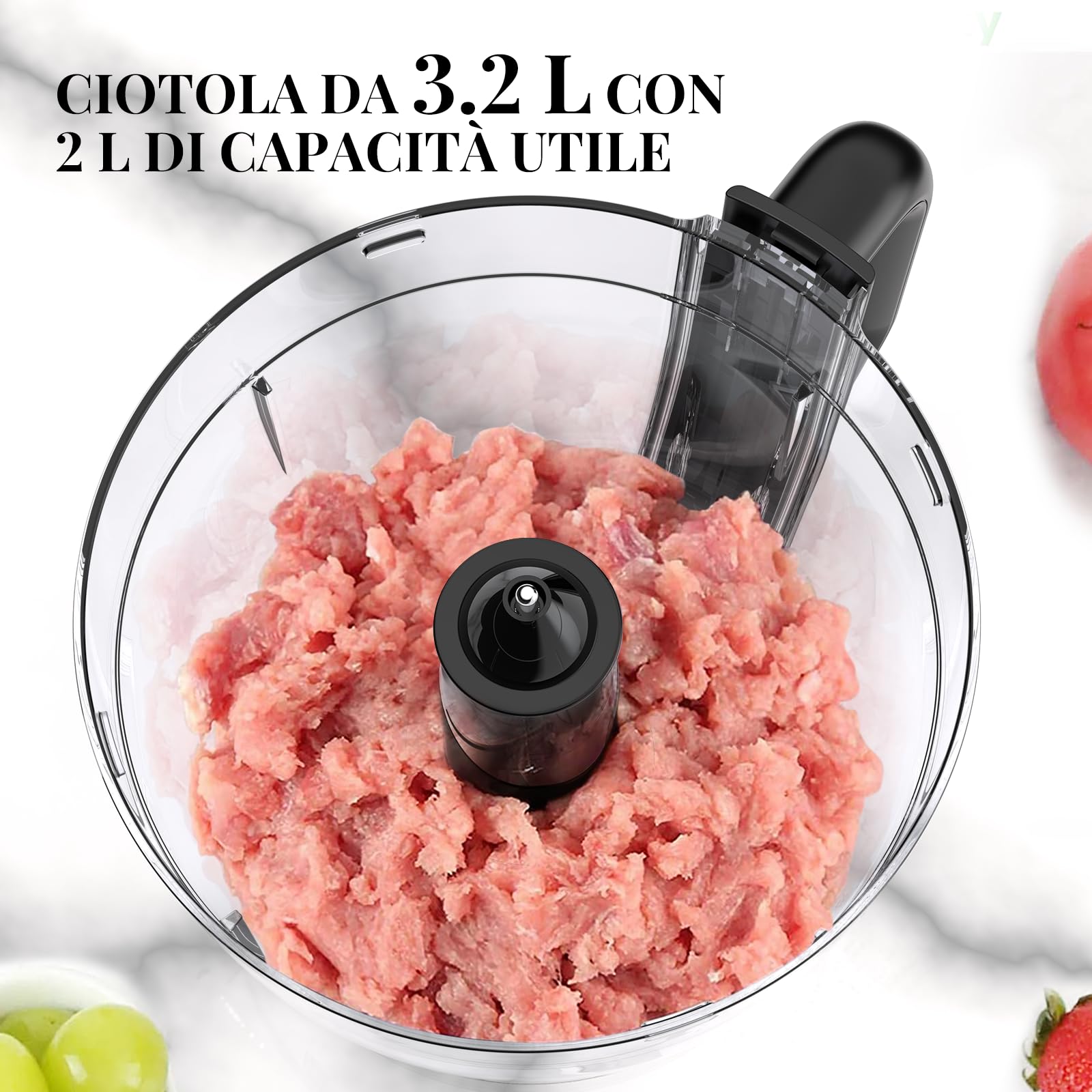 FIMEI Robot da cucina multifunzione 1100W, 3 velocità e funzione Pulse, 3.2L tritatutto, 1.5L frullatore, macinatore, spremiagrumi, impastatrice, grattugia e disco reversibile per affettare