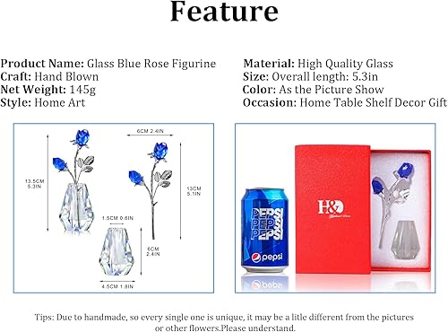 Miniatura 7 de H&D HYALINE & DORA Adorno de cristal rosa, flores de cristal, figurita coleccionable, mesa, decoración del hogar, regalo de boda