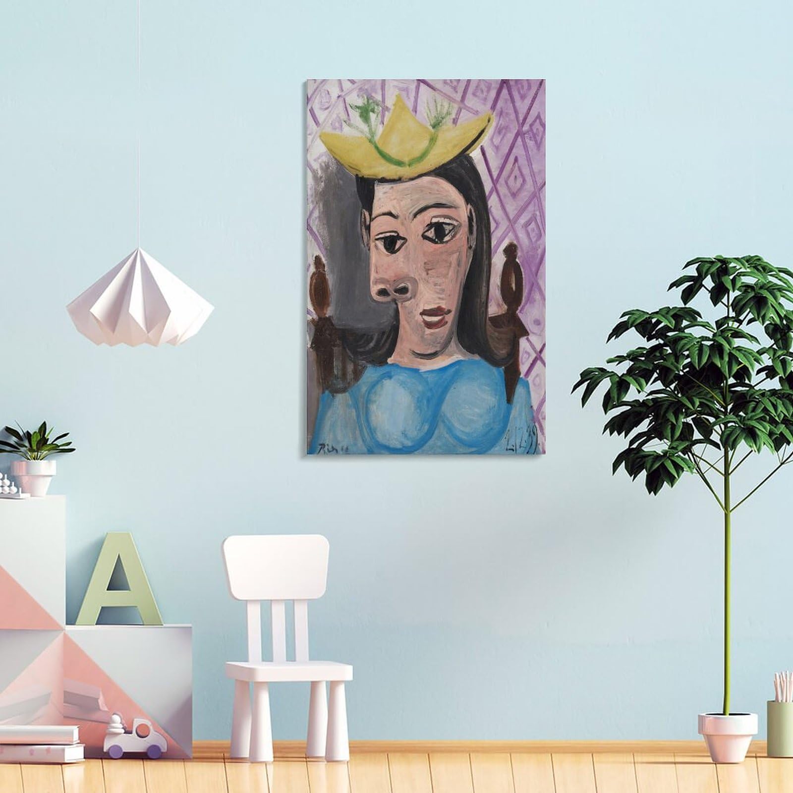 ピカソ(PICASSO)【小さな丸い帽子の女】、高級画集画、状態良好