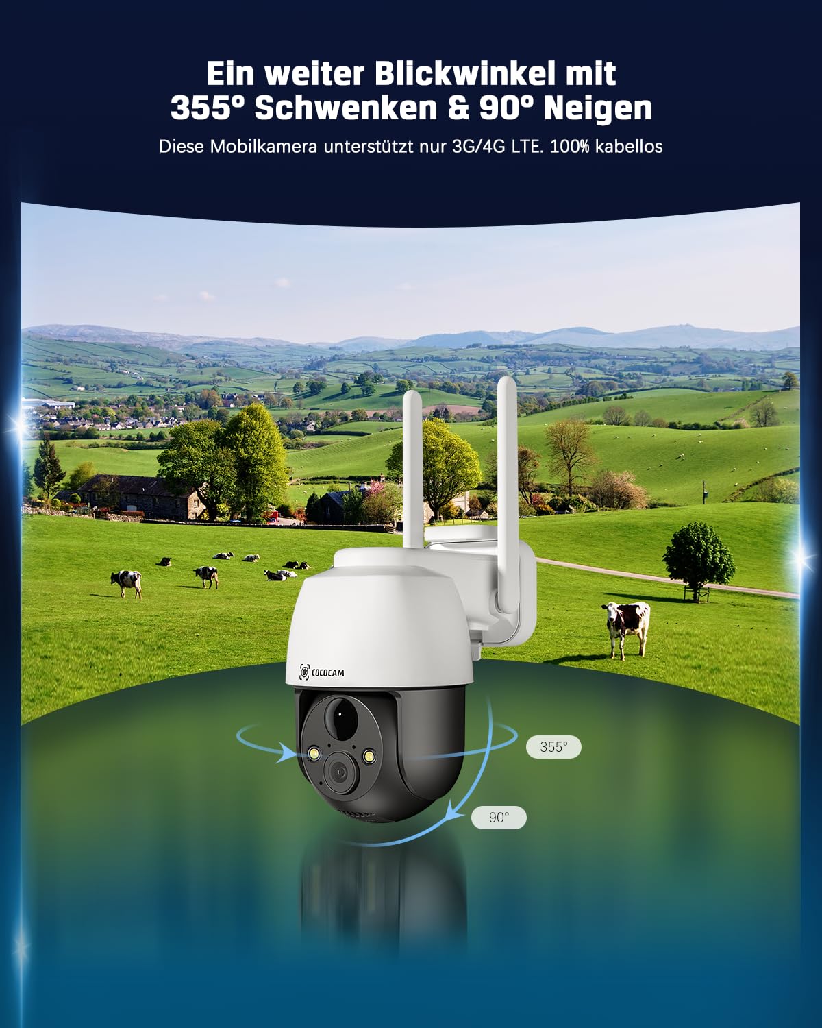 COCOCAM 4G LTE Überwachungskamera mit SIM Karte Aussen