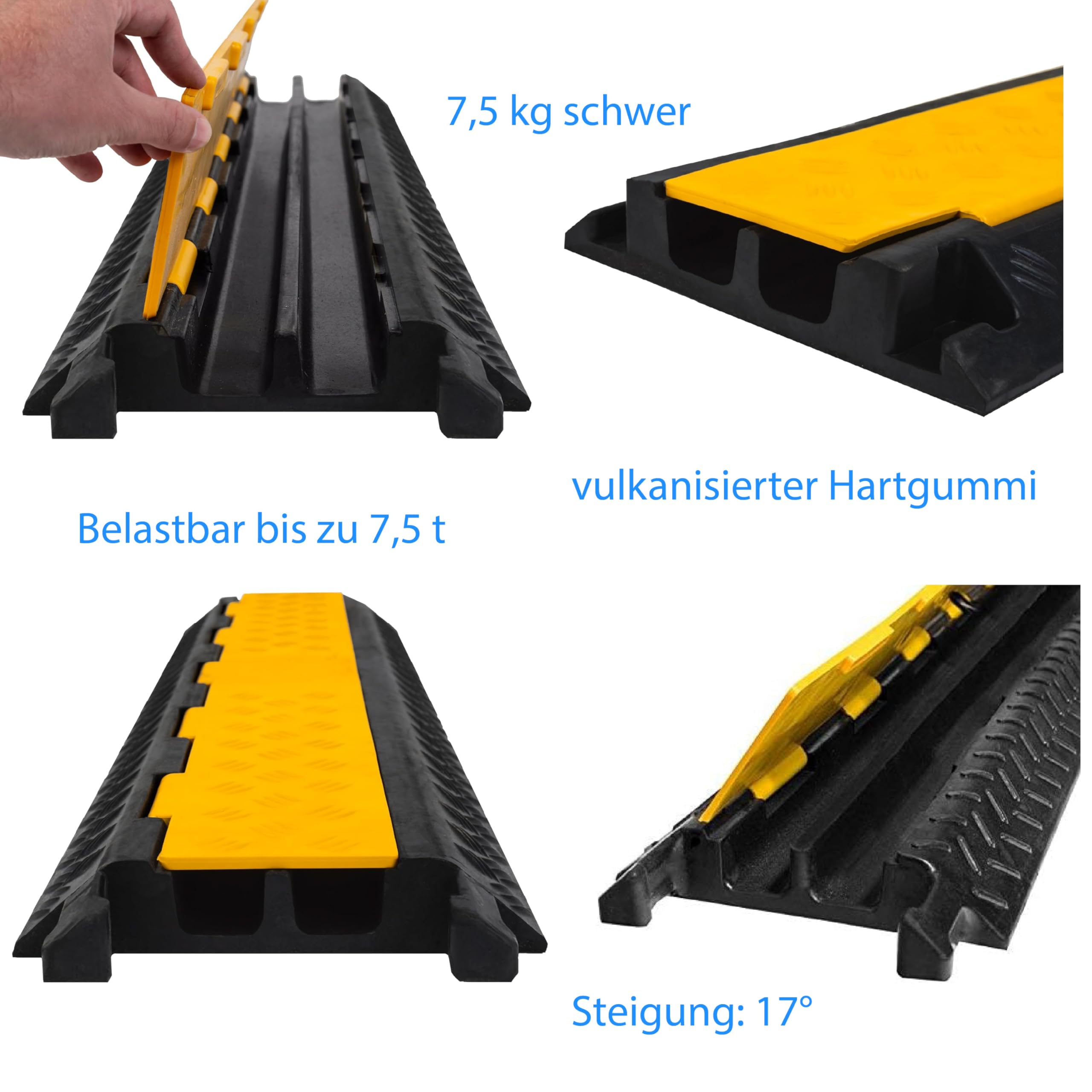 Kabelbrücke 2-Kanal Überfahrschutz Kabelkanal Brücke Rampe Protector Pkw&LKW